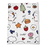 DECOMELODY Weiche Hundedecke 215x147cm aus Waschbarem Fleece mit Cartoon Motiv Warme Tragbare Haustierdecke für Welpen Katzen und Sofa als Schlaf und Kuschelunterlage