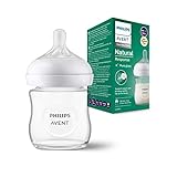 Philips Avent Babyflasche Natural Response aus Glas - 120 ml Babyflasche, BPA-frei für neugeborene Babys ab 0 Monaten (Modell SCY930/01)