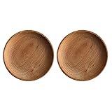 PRETYZOOM 2 x runde Holzteller, Dessertteller für Vorspeisen, Sushi, Serviertablett, 10 cm, für Sandwich, Obst, Gemüse, Salat, Geschirr