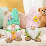 RNPKZ Wichtel Frühling Deko, 2 Stück Blume Wichtel Figuren, Frühlingswichtel Osterwichtel Frühlings Wichtel Tischdeko Frühlingsdeko Geschenke für Kinder Mama Muttertag (A)