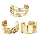 3 Stück Goldene Armbänder, Oberarmreif Armreif, Verstellbar Und Minimalistisch, Boho Armreif Silber Damen, Wickelarmband Damen