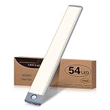 Schrankbeleuchtung Led Lampe mit Bewegungsmelder, 2500mAh Wiederaufladbar Unterbauleuchte Slim Bright Schranklicht, 54 LED Küchenunterbauleuchte ür Kleiderschrank, Treppe, Kofferraum (Warmweiß)