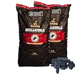 BlackSellig Steakhouse Grillkohle – Premium Quebracho Blanco Holzkohle | Lange Brenndauer | Hohe Hitze | Geringe Rauchentwicklung (20kg)