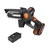 WORX WG325E Nitro Profi Mini Akku-Kettensäge 20V - Einhand Ast-Säge - starker Brushless Motor - 12cm Schnittlänge - leicht & kompakt - automatische Kettenschmierung - inkl. 2Ah Akku & Ladegerät
