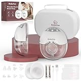 Robofun Milchpumpe Elektrisch Freihändig, Leise Doppelmilchpumpe mit 4 Modi und 12 Saugstufen, Elektrische Milchpumpe Handsfreemit Staubschutzdeckel, Breast Pump Electric mit 19mm/21mm Flansch