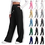 RUITOTP Damen Jogginghose High Waist Sporthose Weites Bein Sweatpants mit elastischem Bund Yogahose Trainingshose Fitness Sweathose Baggy Freizeithose mit Damen Taschen