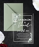 Manschin-Laserdesign Hochzeitseinladungen | Edle Einladungskarten aus Acrylglas für Hochzeit, Geburtstag, Partys - personalisierbar mit Ihrem Wunschtext - mit UV Druck