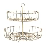 FUZHUI 2 Tier -Obstkorb, eisern rund golden nordisch, Haushaltsnack -Lagerschale, ideal für Party -Desktop, Nicht -Slip und dauerhaft