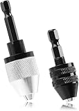Keyless Bohrfutter, Schnell Bohrfutter, 0.3-6.5 mm&0.3-3.6 mm Sechskantschaft Bohrer Adapter, Schnellspannbohrfutter, 1/4' Sechskantschaft, für Schlagbohrmaschine,2 Stück