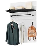 YITAHOME Garderobenpaneel,Wandpaneele Garderobe mit Kleiderstange und 3 Kleiderhaken aus Metall in Schwarz,Garderobe Wandpaneel für Eingang, Flur, Wohnzimmer,Weiß Glanz,75x110x31.5cm(BxHxT)