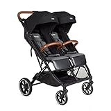 X-Lander Geschwisterbuggy X-Double Zwillingskinderwagen bis 44kg Doppelbuggy Geschwisterkinderwagen Kinderwagen Zwillinge Buggy klein zusammenklappbar nebeneinander (Double Black)