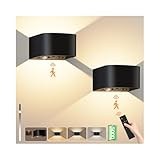 Audor Akku Wandleuchte Innen mit 3 Farben, 5000mAh Wandlampe ohne stromanschluss, Wiederaufladbare LED Wandlampe mit Bewegungssensor, Kabellose, Fernbedienung, Wandlicht Up and Down für Flur, Garage