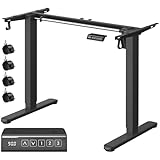 VASAGLE Höhenverstellbarer Schreibtisch elektrisch, Tischgestell, Schreibtischständer, ohne Tischplatte, mit 2 Haken, Memory-Funktion mit 3 Höhen, Stahl, tintenschwarz LSD021B01