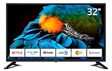 DYON Smart 32 XT 80 cm (32 Zoll) Fernseher (HD Smart TV, HD Triple Tuner (DVB-C/-S2/-T2), Prime Video, Netflix & HbbTV) [Modelljahr 2022], Schwarz