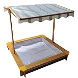 Kinder-Sandkasten mit drehbarem, UV-beständigem Baldachin und Sandschutzeinlage für Outdoor-Hinterhof-Spielen