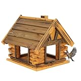 Mazur Vogelfutterhaus aus Holz XL 39,5x38x34,5cm I Vogelfutterstation wetterfest, geflammt I Futterspender für Wildvögel