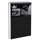 STATIONERY ISLAND Skizzenbuch A4 200 g/m² Zeichenblock 100 Seiten (50 Blatt) Spiralgebundenes Skizzenblock Zeichenpapier Zeichnungen, Skizzen für Künstler und Profis