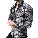 Shirt Herren 3D Digitales Drucken Longsleeve Shirt Herren Vintage Mode Revers Shirt Herren Jugend Persönlichkeit Trend Shirt Herren C-12 L