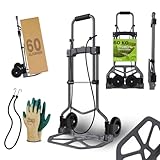 Tronitechnik® Sackkarre Handkarre klappbar, Transportkarre bis 60kg, Klappwagen für Pakete - Karre für Pakete, Transportwagen für Pakete, Gepäck und Einkauf - Hartkunststoffreifen, höhenverstellbar