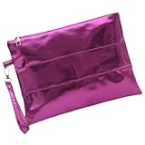 Morain Modische Clutch aus metallischem PU-Leder für Damen, elegante Handtasche mit Handgelenk, geräumig, hot pink, 9.36x8.2591in