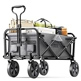Toboli Bollerwagen faltbar Teleskopgriff grau, Faltbollerwagen mit Handgriff, Klappbollerwagen bis 100 kg Traglast für Einkauf, Garten, Ausflug