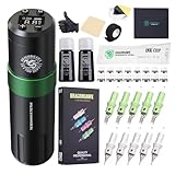 Dragonhawk Tattoo Maschine Set Rotary kabellose Tätowiermaschine Pen Tattoo Gun mit 1500mAh Batterie 3.5mm Stroke Length 20 pcs Tattoo Cartridges Nadeln komplett für Tattoo Anfänger