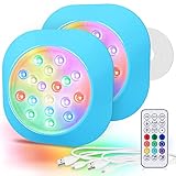 LyLmLe Wiederaufladbare LED Pool Lichter, 14cm Voll Wasserdicht RGBW Unterwasserscheinwerfer mit Fernbedienung, Dauert bis zu 40H, Magnetische Poolbeleuchtung für Stahlwandpool2 Pack