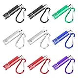 smtfcty Mini LED Taschenlampe,9 Stück Kinder Schlüsselanhänger Taschenlampe farbige Aluminium Handlampe für Notfall, Outdoor, Camping,Mitgebsel Kindergeburtstag