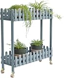 Zweistöckiger Pflanzenständer mit Aufbewahrungsregal, Haken und Gitterplatte für den Innen- und Außenbereich, Gartenarbeitsplatz