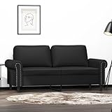 Yunir 2-Sitzer-Sofa, Kunstleder-Sofa-Couch mit Dick Gepolsterten Kissen, Armlehnen, Rückenkissen, Moderne Möbel für Wohnzimmer, Apartment, Studio, Büro, Schwarz