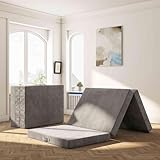 MOLPHIT Memory Foam Klappmatratze,75 x 195 x 10 cm Faltmatratze mit waschbaren Bezügen, umkehrbares Design Gästematratze, Faltbare 3-Teilige Klappmatratze für Reisen