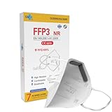 20 st. FFP3 Maske mit 7 Schichten, CE-zertifiziert | Hoher Schutz 99% | Einzelverpackung, nicht Wiederverwendbar, Erwachsenengröße, ohne Ventil, Farbe Weiß