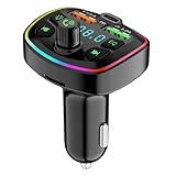 Wonvify Bluetooth FM Transmitter fürs Auto, Adapter MP3 Player, 2 USB + Typ C Ports Schnellladefunktion, Schnelles Autoladegerät Audio Radio Wireless, Unterstützung USB/TF-Karte/Freisprecheinrichtung