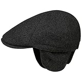 Lipodo Thinsulate Herren Flatcap - Schiebermütze mit Ohrenklappen - Wollfilz-Schirmmütze mit Stretchband - Herbst/Winter anthrazit M (57-58 cm)