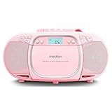 MEDION E66476 Stereo Sound System (Boombox, CD-Player, MP3, Kassette, tragbarer Kassettenspieler für Kinder, UKW Radio, AUX, Kopfhörer, Netz & Batterie) Pink