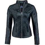 URBAN 5884 Damen Angelina Lederjacke, Jacke Aus Echtem Lammfell, Kurz Und Enganliegend, Glattes Weiches Leder, Schwarz, M EU