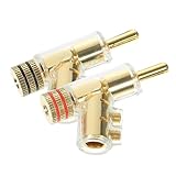 LABRIMP 2Stücke Bananenstecker Lötfreier Vergoldeter Lautsprecheranschluss für Stabile Verbindung für Hifi Anlagen für Audio Anwendungen