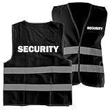 1 Stück Warnweste Security BLACK schwarz mit Reflektorstreifen