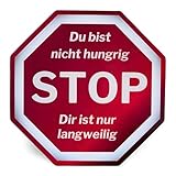 Stop - Kühlschrankmagnet - Du bist Nicht hungrig, Dir ist nur langweilig - Magnete für Motivation und Achtsamkeit - hilft beim Abnehmen - ideal als kleine Geschenke - Magnetschild flexibel 80 x 80 mm