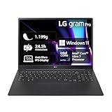 2024 LG gram Pro 16 Zoll Notebook - 1199g Intel Core Ultra7 Laptop (16GB RAM, 1TB Dual SSD, 24,5h Akkulaufzeit, IPS Panel Anti-Glare Display, Win 11 Home) - Schwarz