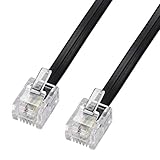 ecabo 10085 1,5m Modularkabel Telefonkabel – 2x RJ11 Stecker – Anschlusskabel – Westernstecker – 4adrig / 6P4C / 1:1 – Flachkabel für Telefon ISDN AB FAX Modem – schwarz