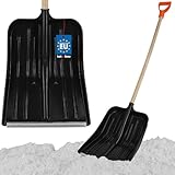 KOTARBAU® Schneeschaufel mit Holzstiel - 37 x 50 cm - Schaufel aus Kunststoff - Schneeschieber - Gartenschaufel - Schnee Schippe - Sandschaufel - Ergonomisch & Kältebeständig - Schwarz