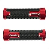 Evermotor Handgriffe Universal Motorrad Lenkergriffe Griffe - 22 mm (7/8') 24mm (1') Hochwertige Anti-Rutsch Motorradgriffe für Roller Mopeds Quad ATV hochwertige Gummi Griffe aus CNC Aluminium Rot