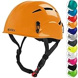ALPIDEX Kletterhelm | Norm EN 12492 Kletterausrüstung Hartschalenhelm | Universal Passend | Robust | Klettersteighelm | Jugendliche | Erwachsene, Farbe:Sunset orange