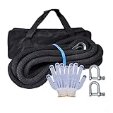 Kinetic Recovery Rope (2.5 cm x 9.8 m • schwarz) 8,028.6 kg Recovery Strap Heavy Duty Stretch Nylon Abschleppseile mit 2 weichen Schäkel für Geländefahrzeuge, ATV, UTV, Traktoren