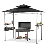 Aufun Grillpavillon Outdoor 245 x 153 x 250 cm Wasserdicht Grillhaus mit Rauchabzug UV-Schutz, Gartenparty BBQ Pavillon Windfest, Grillüberdachung Grillunterstand für Camping/Garten,Schwarz