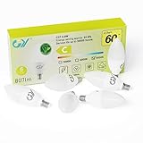 GY E14 LED Kaltweiss Lampe 4.9W 6500K 807 Lumen Kaltweiß Leuchtmittel,C37 Kerze Energiesparlampe 50W Halogenlampe ersetzt,Nicht Dimmbar LED Birnen,6 stück [Energieeffizienzklasse C]