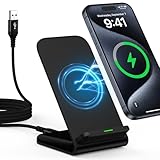 15W Wireless Charger Stand Induktive Ladestation for Samsung Galaxy S24 Ultra/S24/S23/S22/S21/S20 FE, Google Pixel 9 Pro/8/7/6, Wireless Charging Station Handy Kabelloses Ladegerät für iPhone 16/15/14