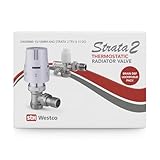 Westco Strata 2 Thermostat-Heizkörperventil, 15/10 mm Winkel, Doppelpack mit Ablass- und Rückstellventil-Set