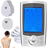 TENS Gerät 36 Modi, Wiederaufladbare Reizstromgerät Gegen Schmerzen Tens EMS Maschine zur Schmerzlinderung, Tens EMS Gerät zur Schmerzlinderung von Rücken Nacken Schulter Bein (Silber)